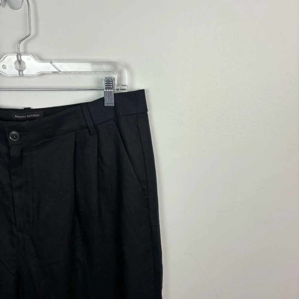 Banana Republic Palma Trouser Pants 100% Linen Black Size 14